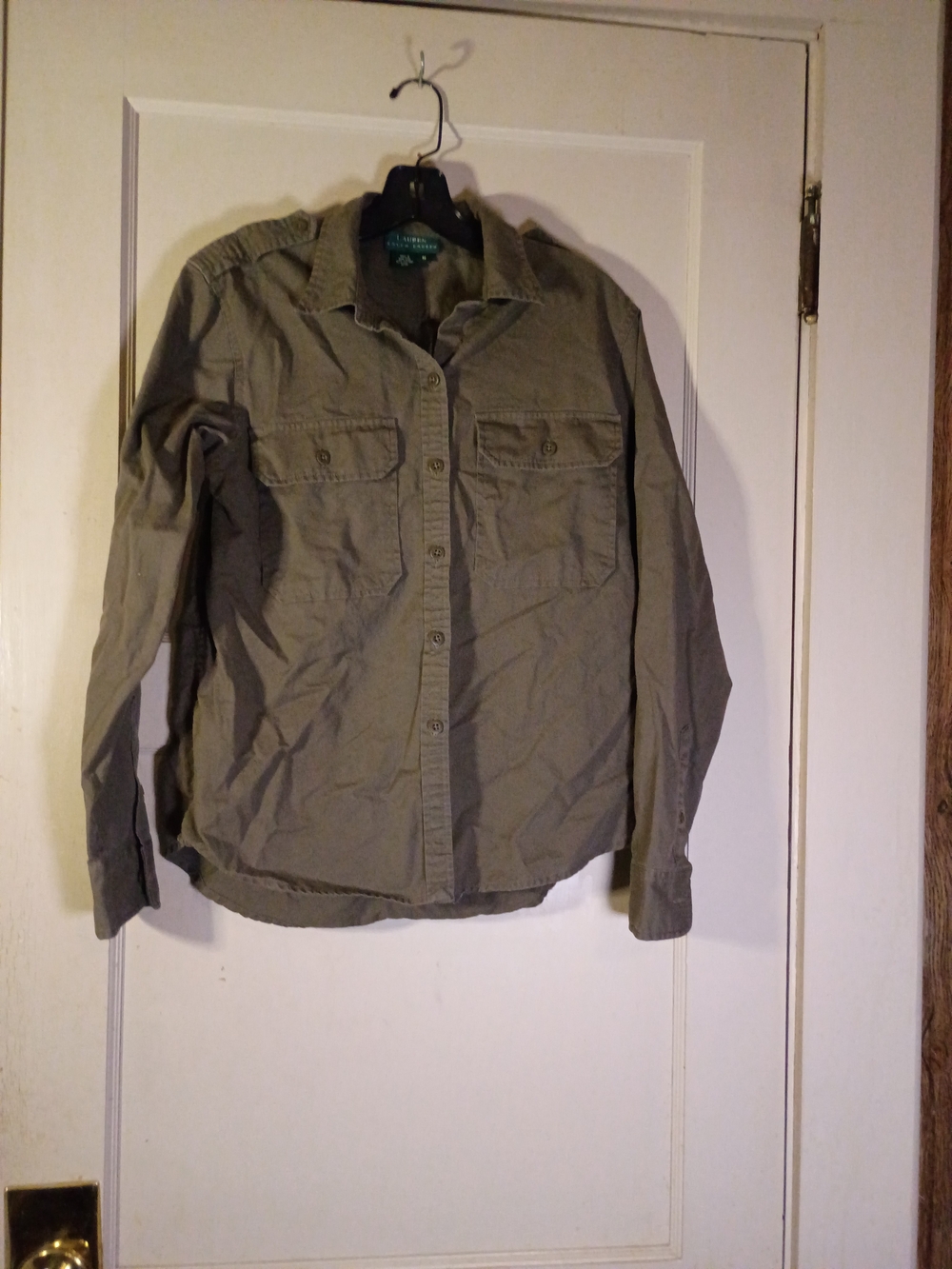 Ralph Lauren Olive Green Lightweight Button-Front Utility Shirt Jacket